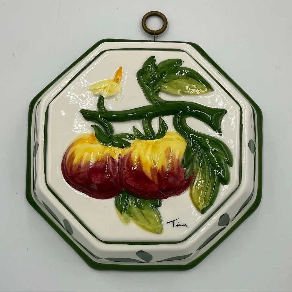 Vintage Bassano Ceramic Tomato Wall Decorations- From Italy Set of 2
